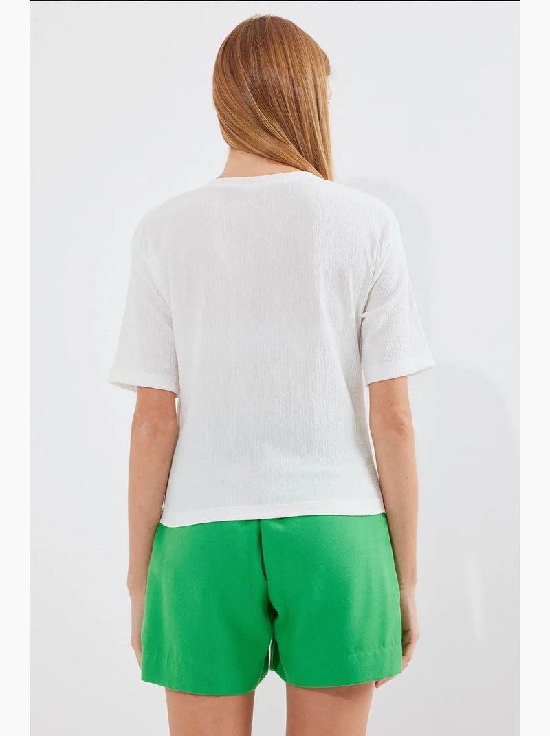 T-shirt basique en tricot imprimé bdart Blanc - Kiabi