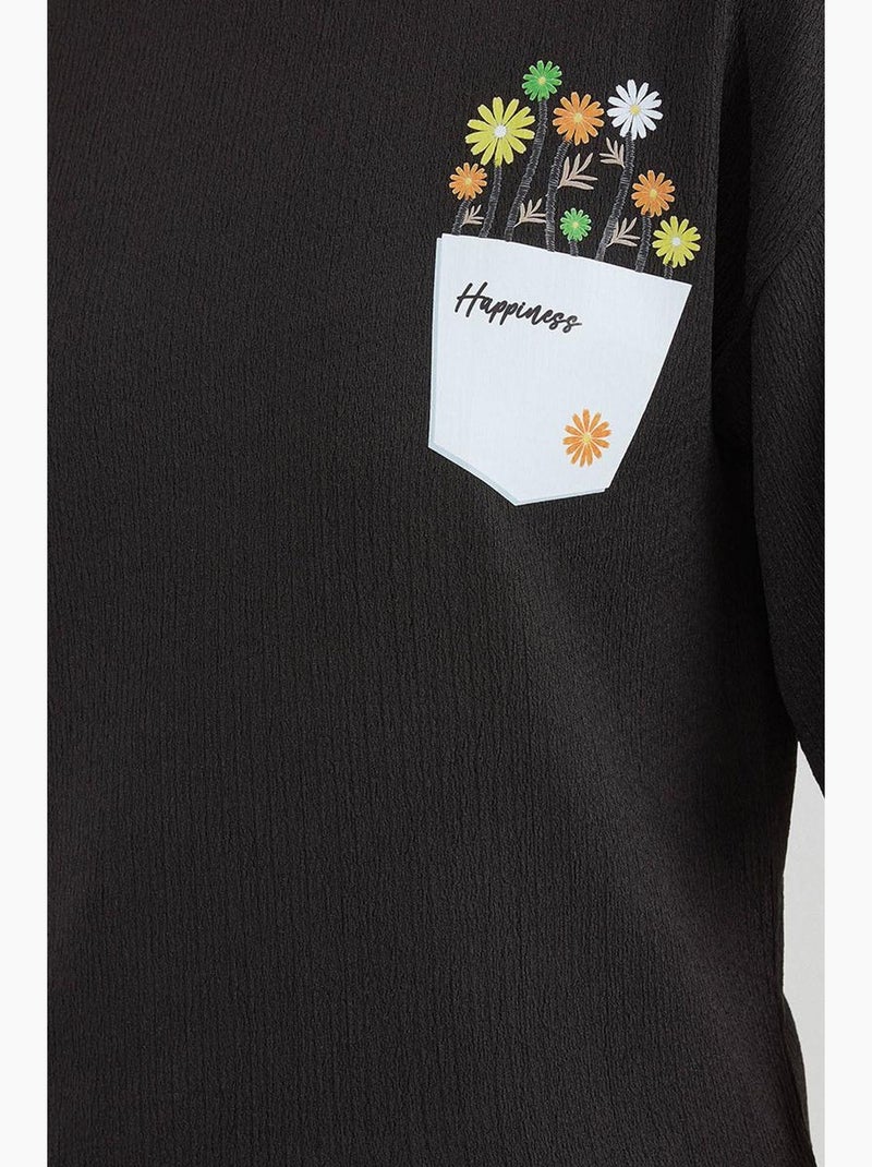T-shirt basique en tricot imprimé bdart Noir - Kiabi