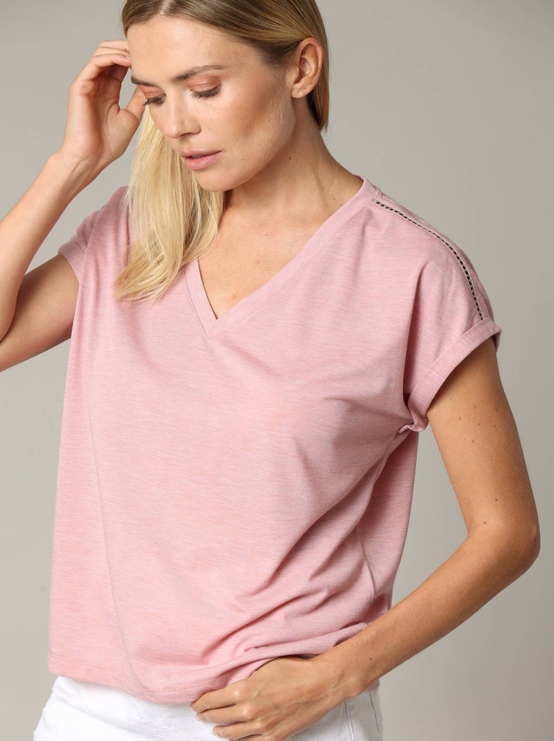 T-shirt basique fantaisie 'Deeluxe' Rose - Kiabi