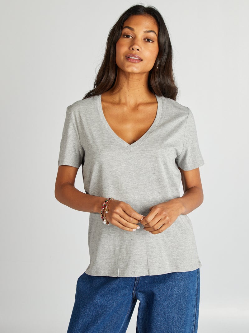 T-shirt basique Gris - Kiabi