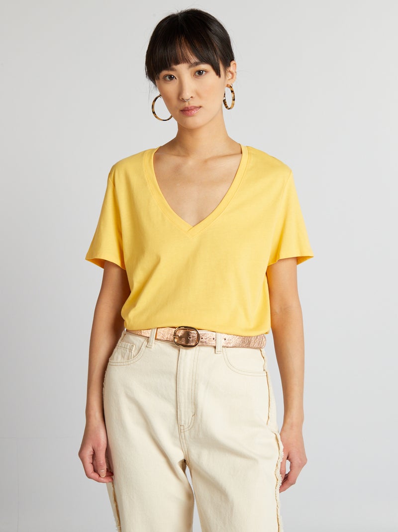 T-shirt basique Jaune - Kiabi