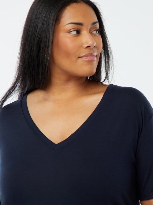 T-shirt basique uni col V - Kiabi