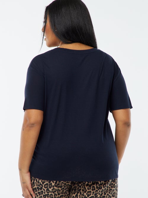 T-shirt basique uni col V - Kiabi