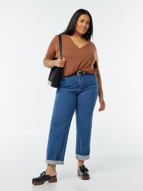 T-shirt basique uni col V - Kiabi