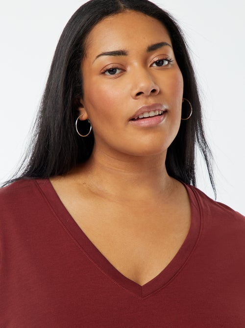 T-shirt basique uni col V - Kiabi