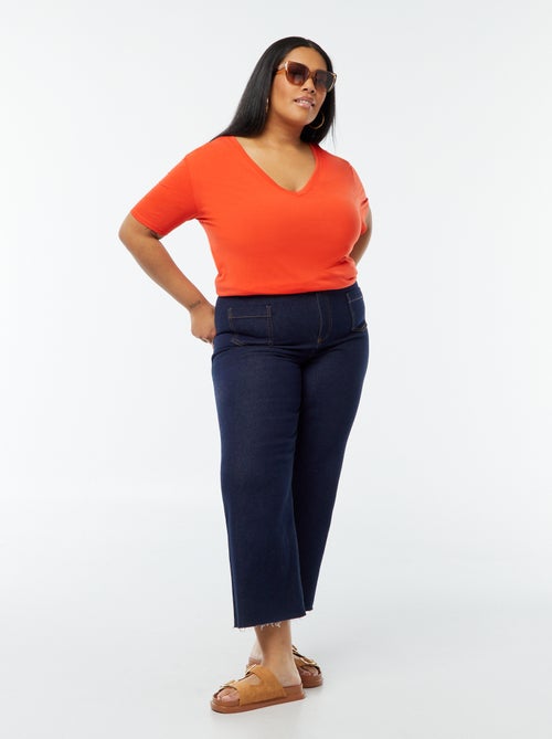 T-shirt basique uni col V - Kiabi