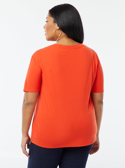 T-shirt basique uni col V - Kiabi