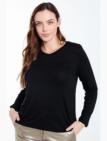 T-shirt basique uni en viscose PAPRIKA