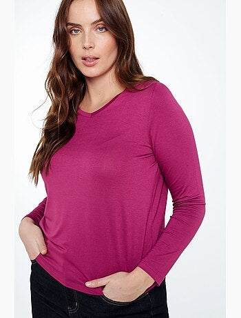 T-shirt basique uni en viscose PAPRIKA