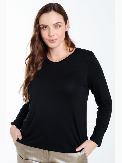 T-shirt basique uni en viscose PAPRIKA - Kiabi