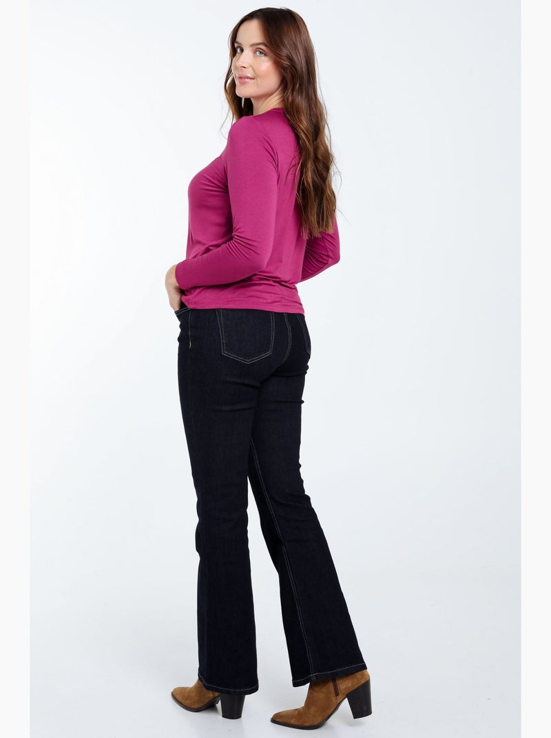 T-shirt basique uni en viscose PAPRIKA Noir - Kiabi