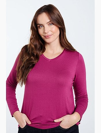 T-shirt basique uni en viscose PAPRIKA