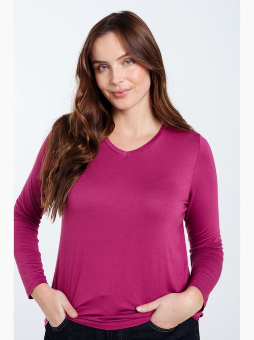 T-shirt basique uni en viscose PAPRIKA - Kiabi