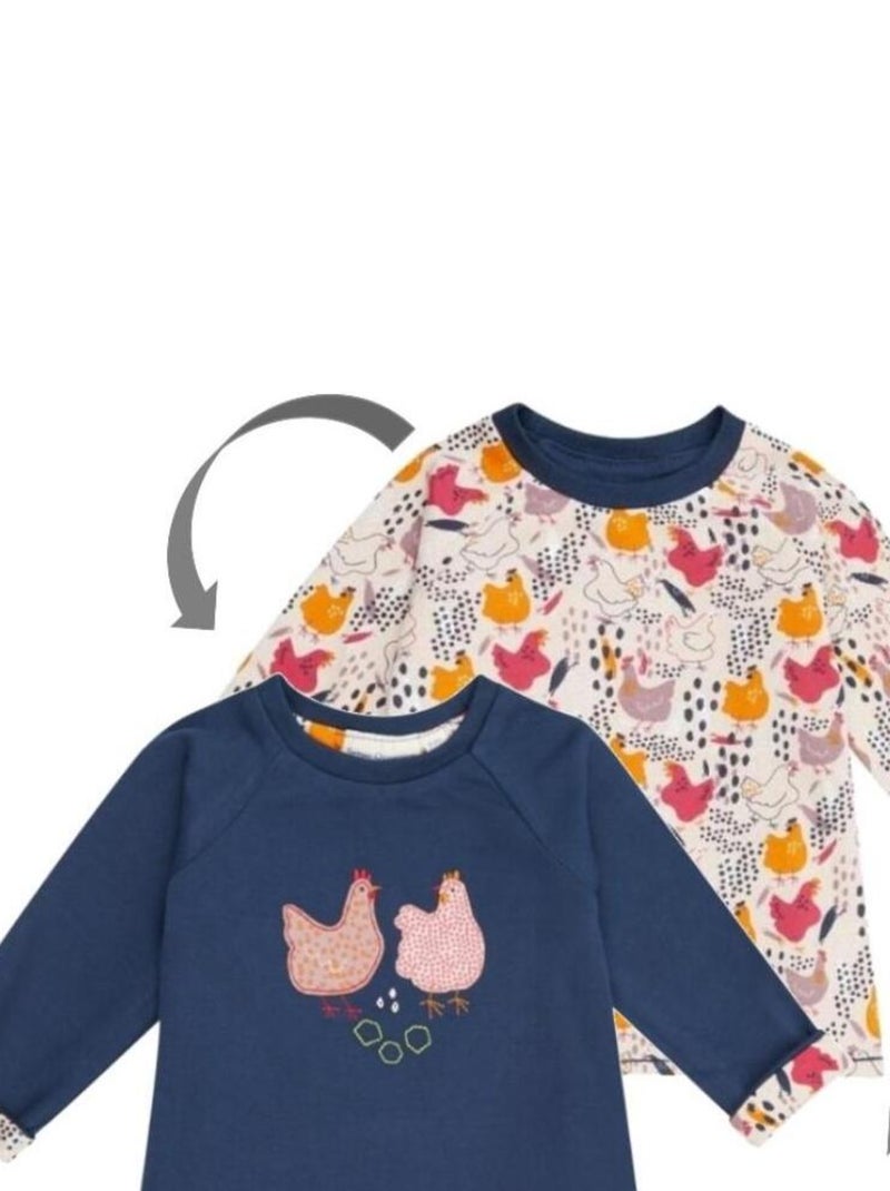T-Shirt Bébé Bio Réversible Cocotte Bleu marine - Kiabi