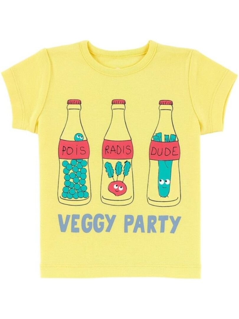 T-shirt Bébé Bio "Veggy Party" Jaune - Kiabi