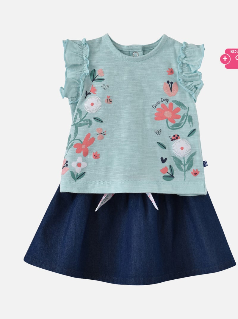 T SHIRT BEBE ET JUPE ELIONA Bleu - Kiabi