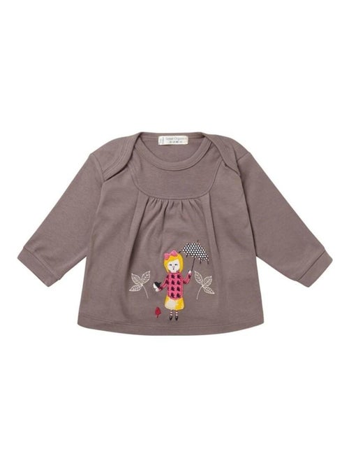 T-Shirt Bébé Fille Bio Brodé - Kiabi
