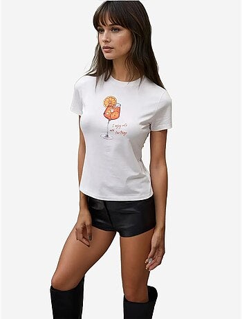 T-shirt bébé imprimé coupe slim à col ras du cou