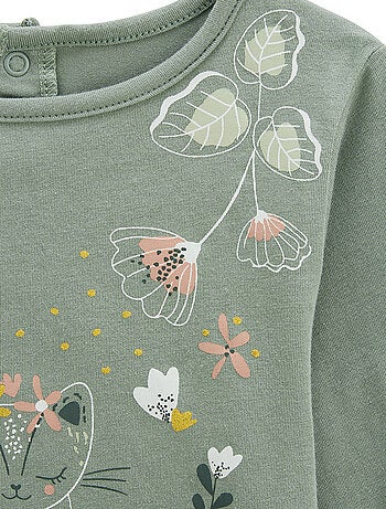 T-shirt bébé manches longues kaki Lily