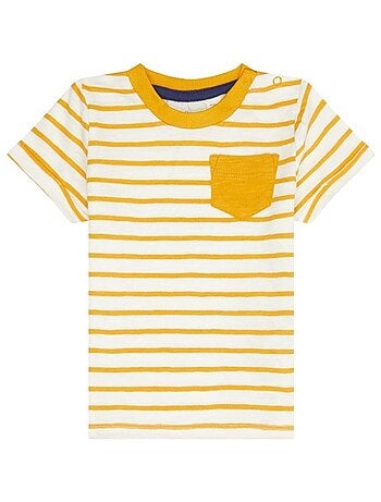 T-shirt Bébé Rayé Jaune Curry en Coton Bio