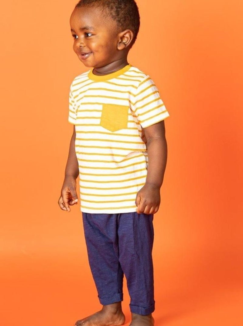 T-shirt Bébé Rayé Jaune Curry en Coton Bio Jaune - Kiabi