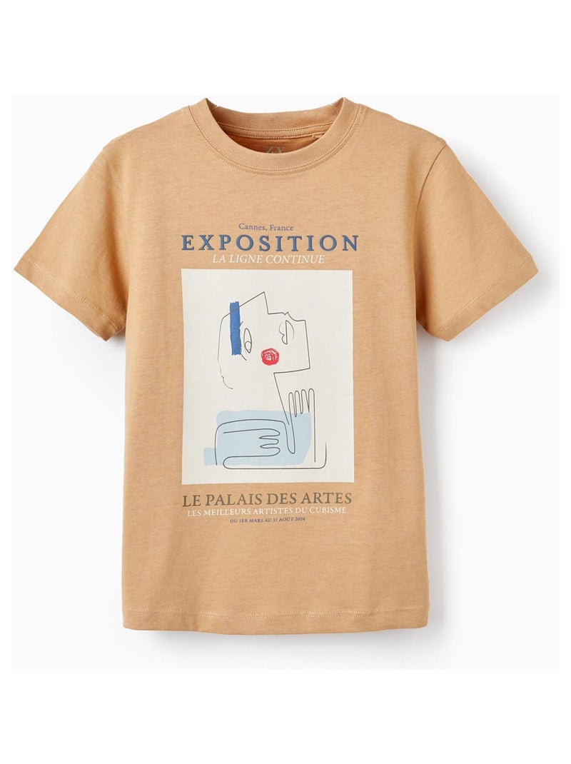 T-shirt beige foncé à manches courtes pour garçon manches courtes PICASSO Beige - Kiabi