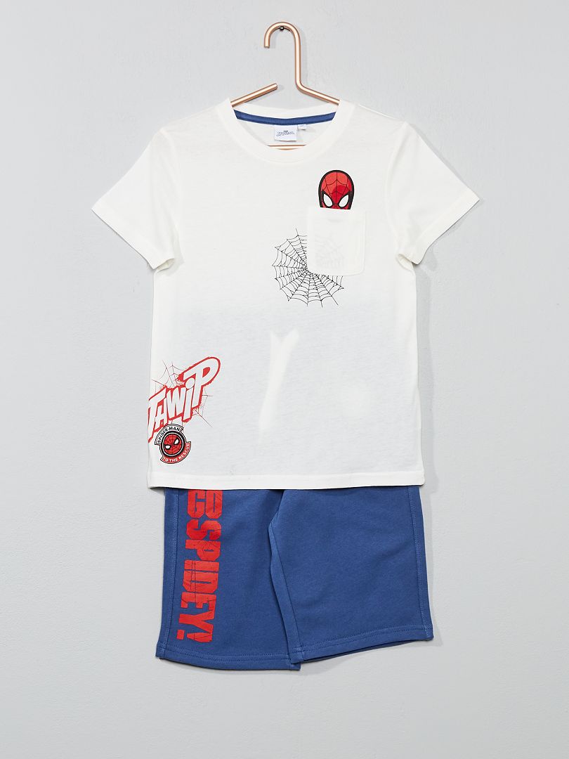 T-shirt + bermuda 'Spider-Man' écru/bleu - Kiabi
