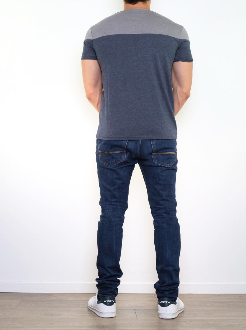 T-shirt bi-color Bleu marine - Kiabi