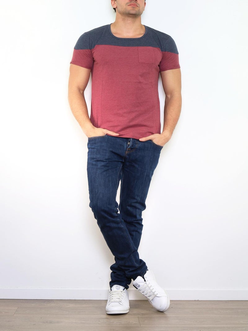 T-shirt bi-color Bordeaux - Kiabi