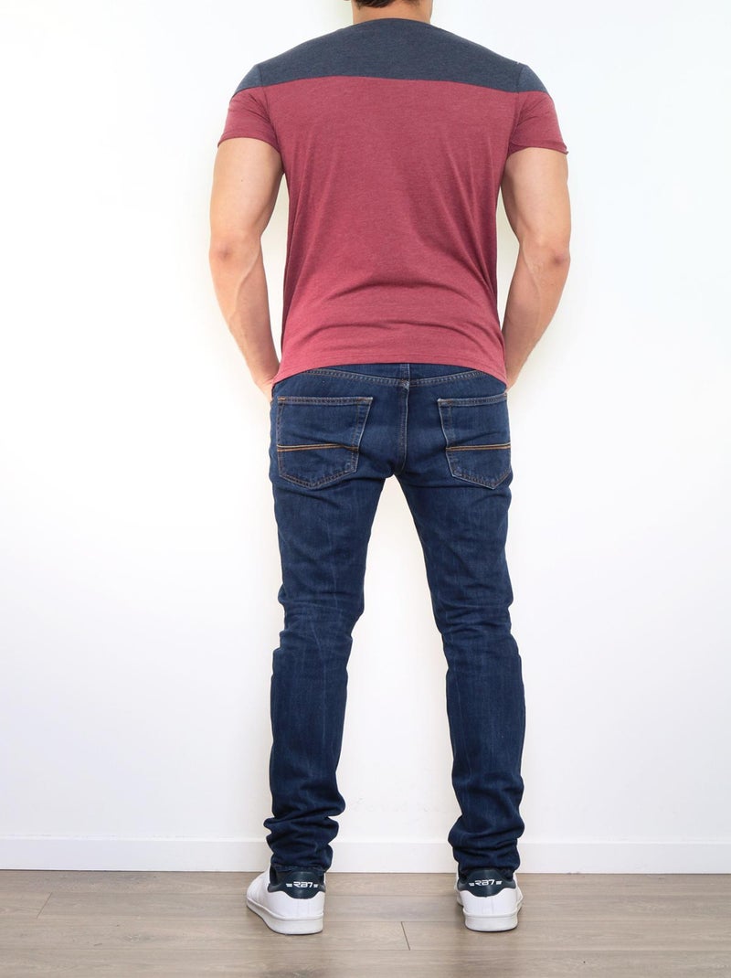 T-shirt bi-color Bordeaux - Kiabi