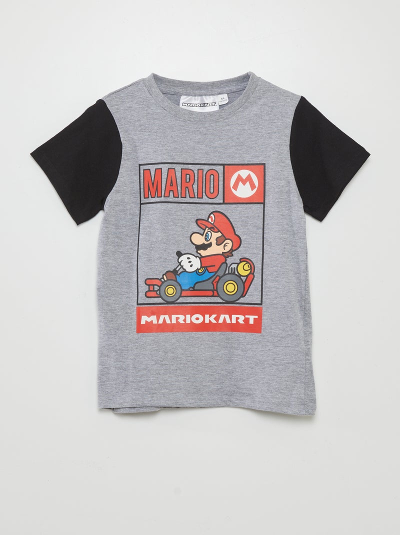 T-shirt bi-color 'Mario Kart' Gris foncé - Kiabi