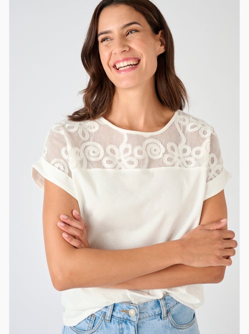 T-shirt bi-matière - Damart - Kiabi