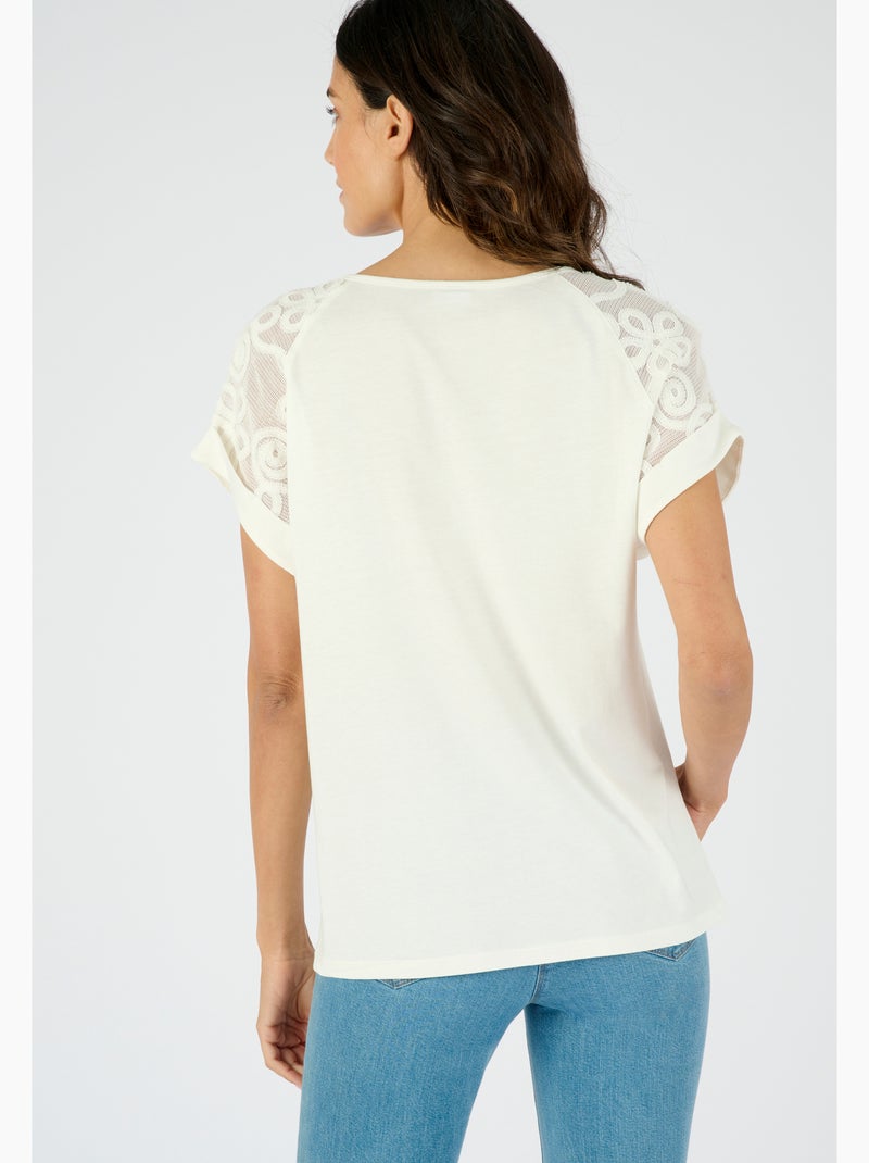 T-shirt bi-matière - Damart Marron - Kiabi