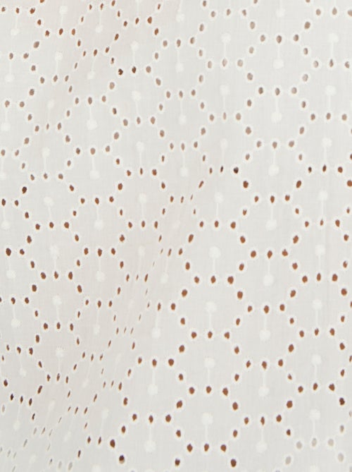 T-shirt bi-matière broderie anglaise - Damart - Kiabi