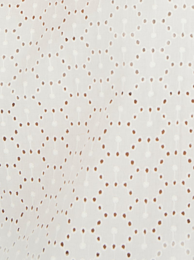 T-shirt bi-matière broderie anglaise - Damart Blanc cassé - Kiabi