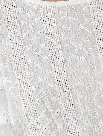 T-shirt bi-matière broderie anglaise - Damart