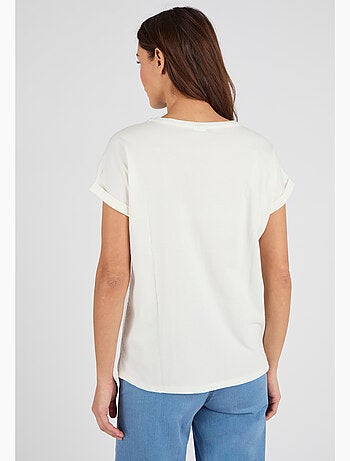 T-shirt bi-matière broderie anglaise - Damart