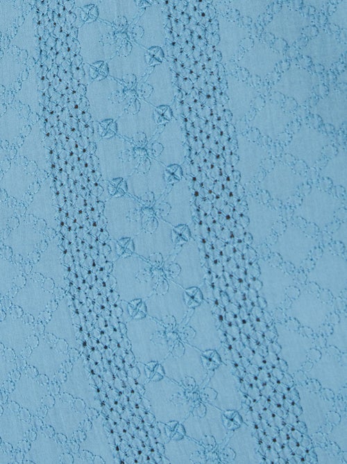 T-shirt bi-matière broderie anglaise - Damart - Kiabi