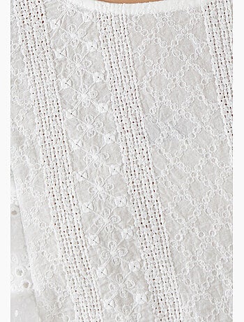 T-shirt bi-matière broderie anglaise - Damart