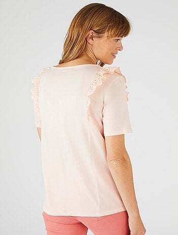 T-shirt bi-matière broderie anglaise - damart