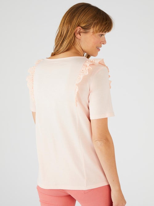 T-shirt bi-matière broderie anglaise - damart - Kiabi T-shirt bi-matière broderie anglaise - damart - Kiabi
