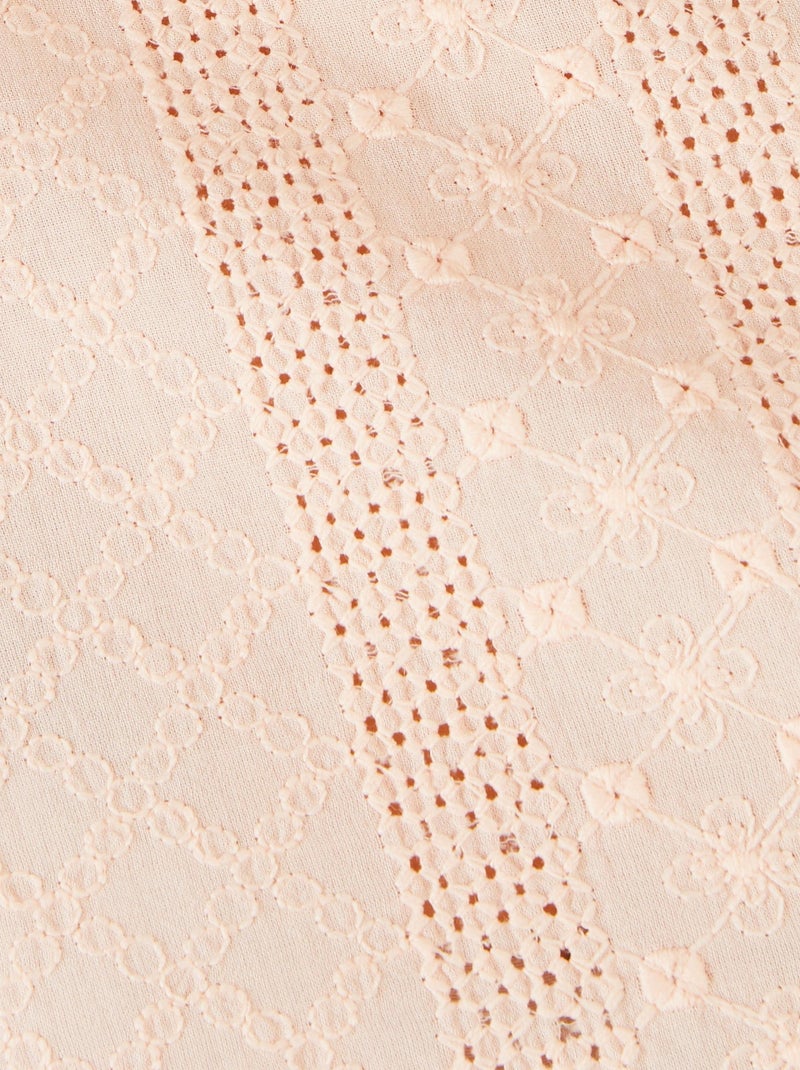 T-shirt bi-matière broderie anglaise - damart Orange - Kiabi