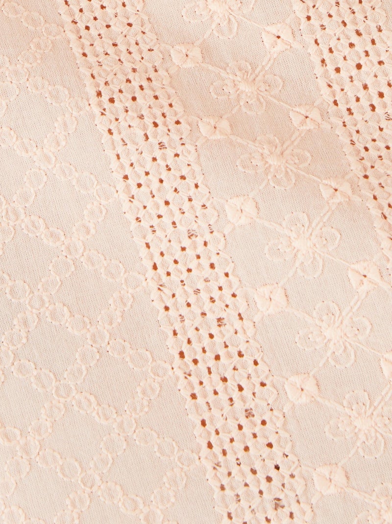 T-shirt bi-matière broderie anglaise - damart Orange - Kiabi