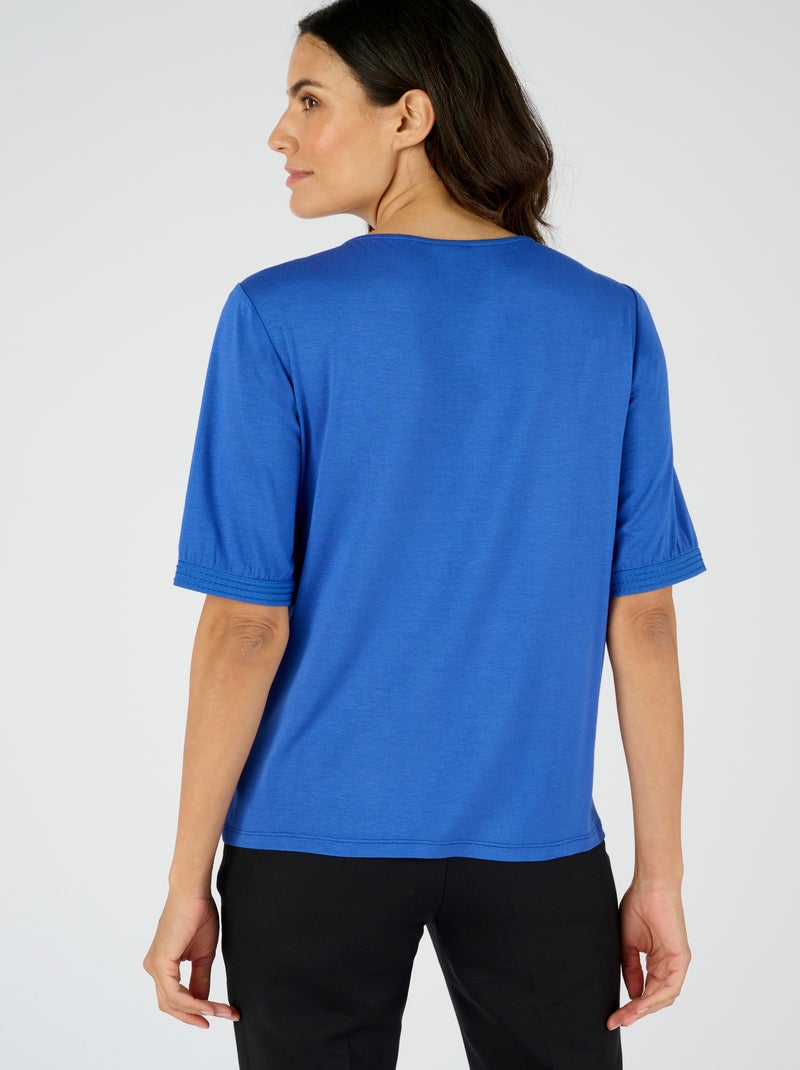 T-shirt bi-matière col bateau - Damart Bleu - Kiabi