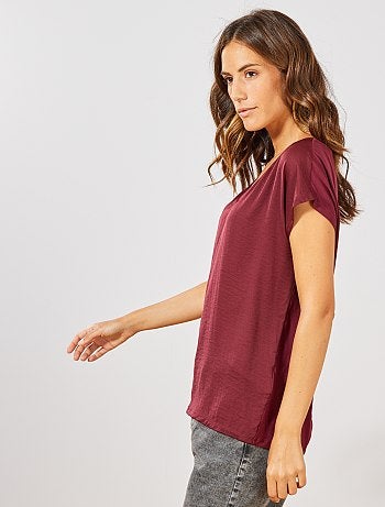 T-shirt bi-matière col V - Kiabi