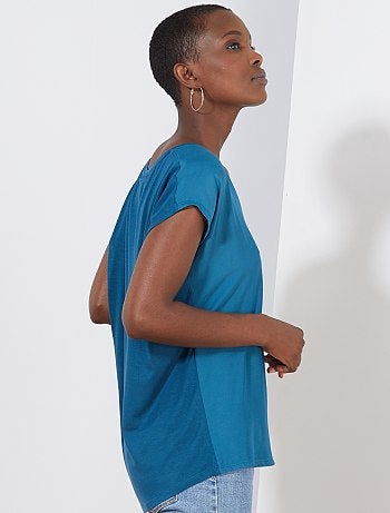 T-shirt bi-matière col V - Kiabi