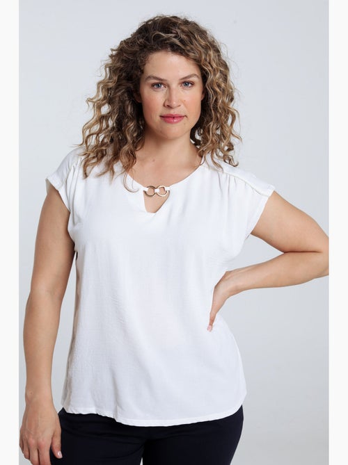 T-shirt bi-matière uni PAPRIKA - Kiabi