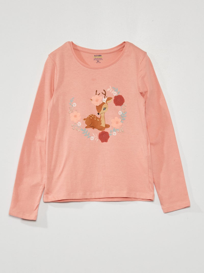 T-Shirt 'biche' Vieux rose - Kiabi