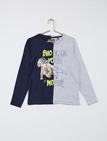 T-shirt bicolore 'dinosaure'