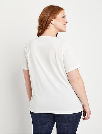T-shirt blanc court avec motif